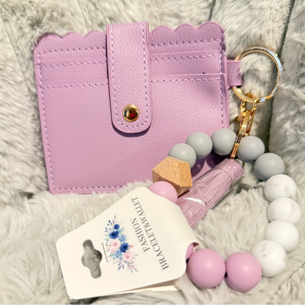 Lavender Card Holder Keychain New Lead safe Fashion Bracelet Wallet
